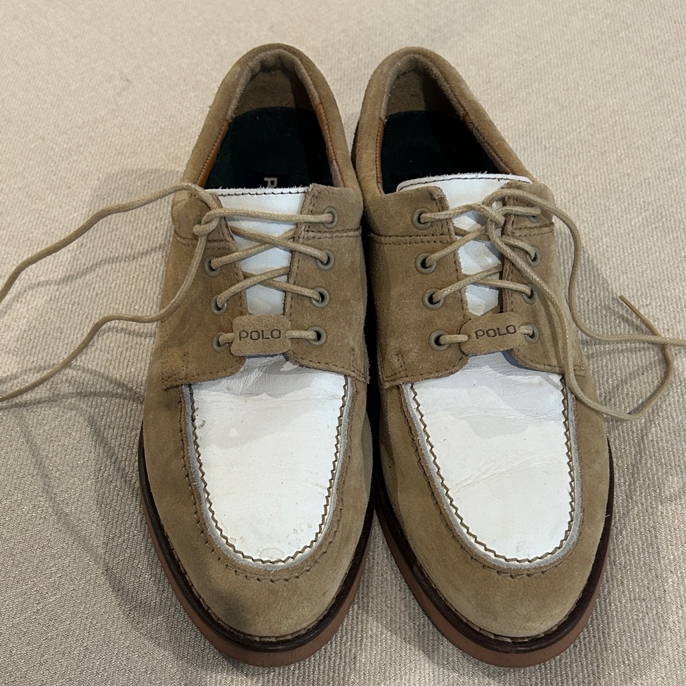 vintage Polo by Ralph Lauren women Brown and White Oxfords Golf shoes.